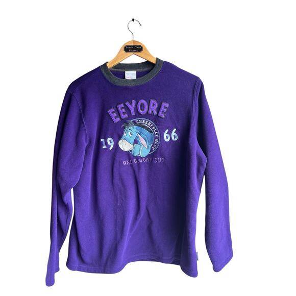 Vintage Disney Store Exclusive Size Medium Eeyore Purple Fleece Sweatshirt - Picture 1 of 7